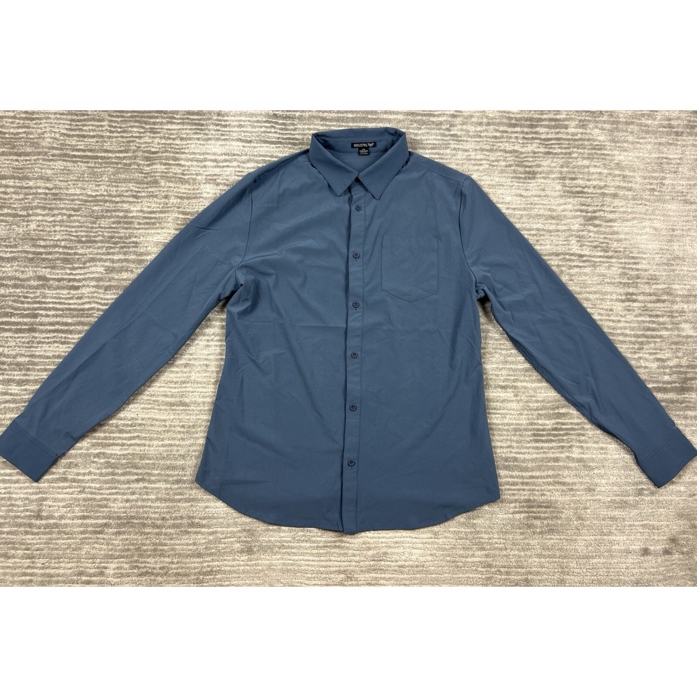 Industry Shirt Mens Medium Blue Longsleeve Button‎ up Pockets Outdoor Casual